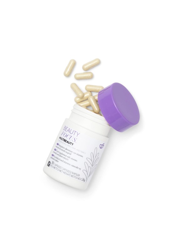 Nu Skin Beauty Focus MultiBeauty - kapsułki suplementu diety z biotyną i cynkiem, codzienna rutyna pielęgnacyjna beauty od wewnątrz