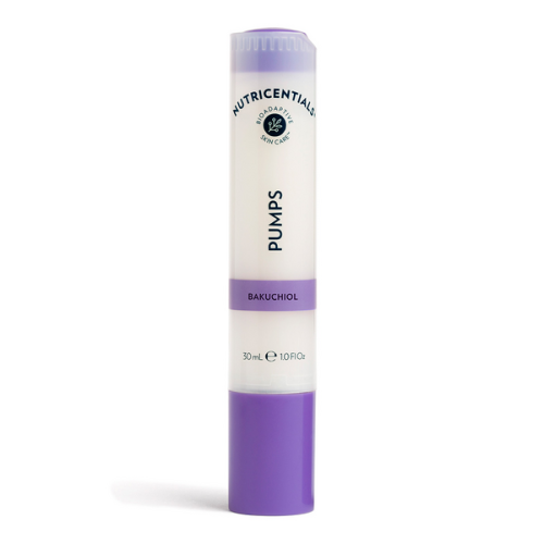 Nu Skin Serum z bakuchiolem roślinnym na zmarszczki | Nutricentials Pumps Bakuchiol - 30 ml, fioletowa tubka z pompką